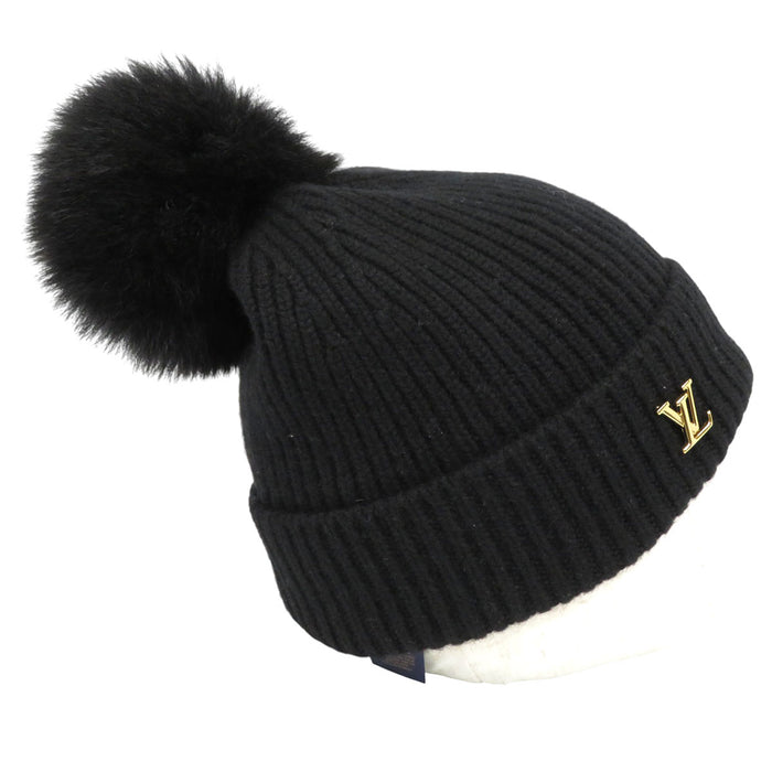 LOUIS VUITTON 
LV ロゴ フォックス ファー 
カシミヤ ニットキャップ