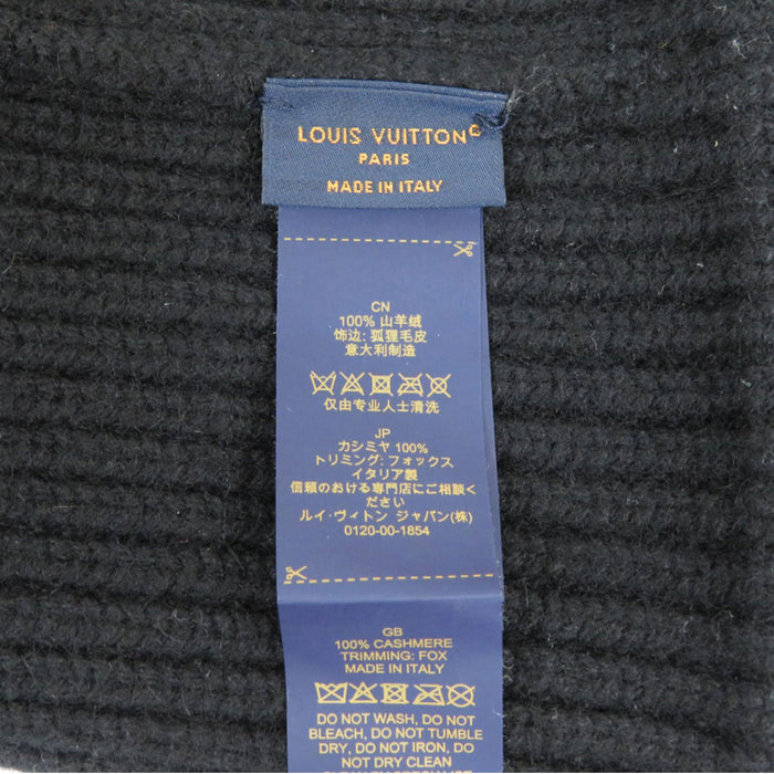 LOUIS VUITTON 
LV ロゴ フォックス ファー 
カシミヤ ニットキャップ