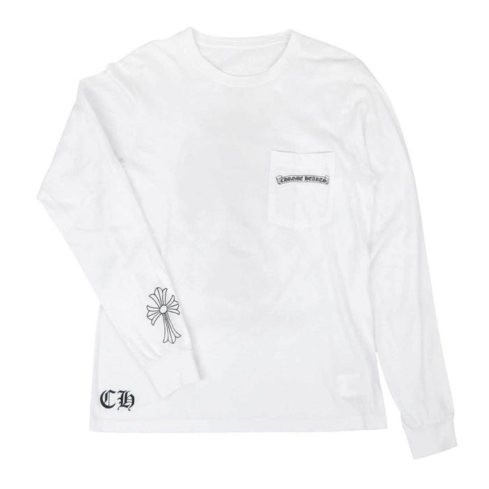 CHROME HEARTS 
CH Étiquette Scroll Logo Coton 
T-shirt à manches longues imprimé dos Croix du cimetière