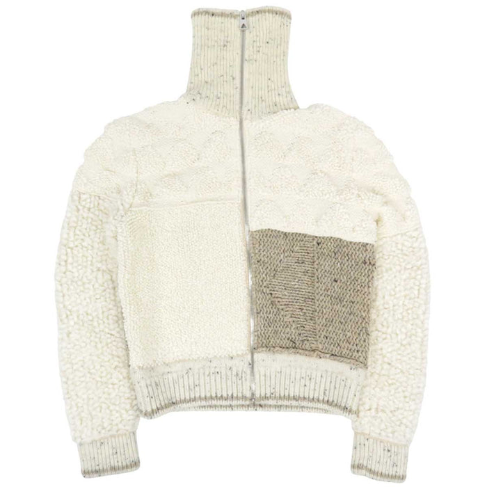 BOTTEGAVENETA 
ハイネック パッチワーク ウール カーディガン 
ジップアップ ニット ジャケット