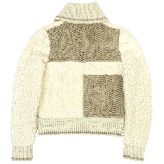 BOTTEGAVENETA 
ハイネック パッチワーク ウール カーディガン 
ジップアップ ニット ジャケット