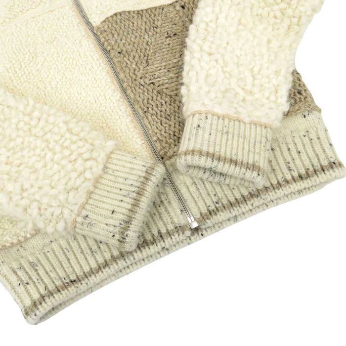 BOTTEGAVENETA 
ハイネック パッチワーク ウール カーディガン 
ジップアップ ニット ジャケット