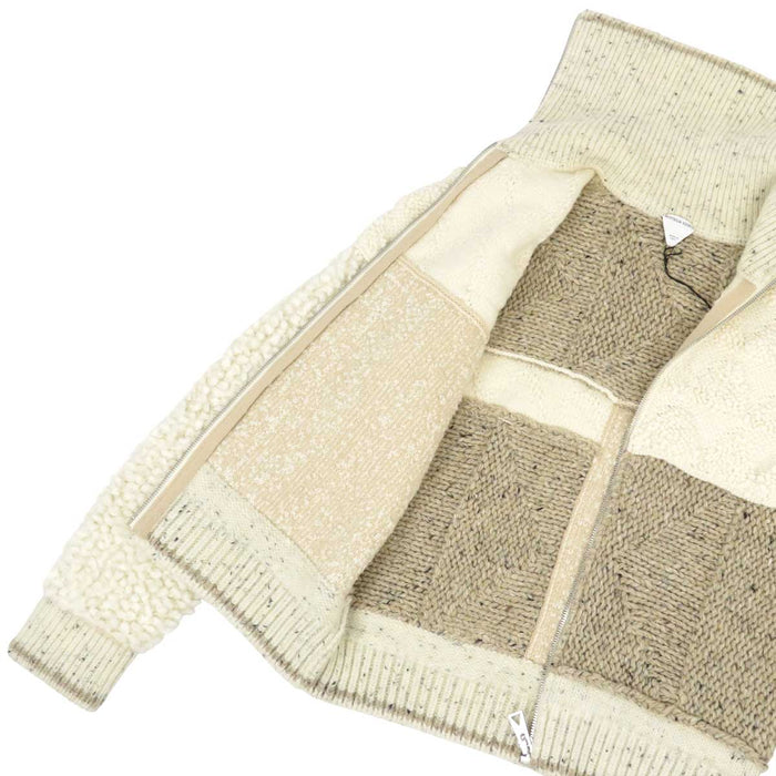 BOTTEGAVENETA 
ハイネック パッチワーク ウール カーディガン 
ジップアップ ニット ジャケット