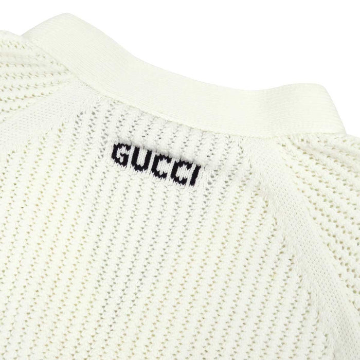GUCCI 
シェリーライン ロゴ コットン 
ウェブストライプ ジャージーニット カーディガン