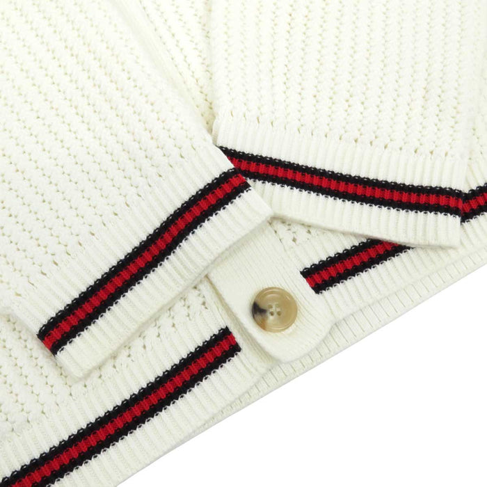 GUCCI 
シェリーライン ロゴ コットン 
ウェブストライプ ジャージーニット カーディガン