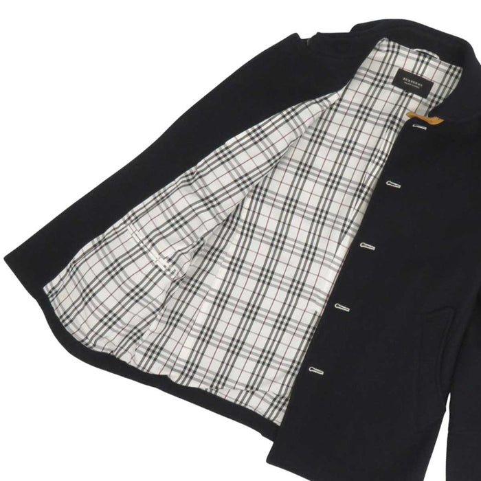 BURBERRY 
裏地チェック ロゴ 
メタルボタン ウール コート 
BLACK LABEL