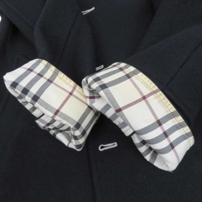 BURBERRY 
裏地チェック ロゴ 
メタルボタン ウール コート 
BLACK LABEL