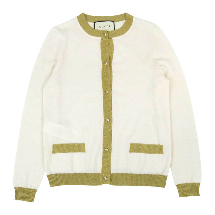 GUCCI 
フェイクパール バイカラー ロングスリーブ 
インターロッキングG ボタン カーディガン