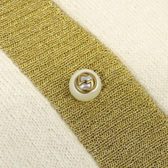 GUCCI 
フェイクパール バイカラー ロングスリーブ 
インターロッキングG ボタン カーディガン