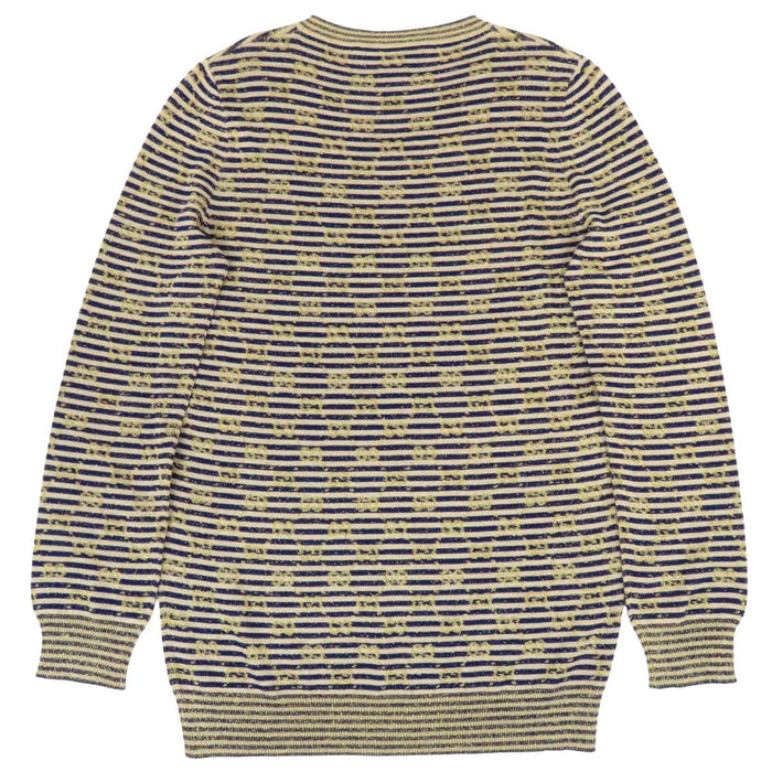 GUCCI 
総柄 ロング丈 ラメ ウール 
GG ボーダー ニット