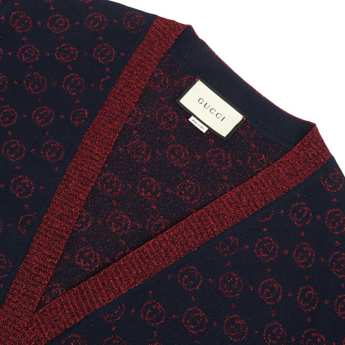 GUCCI 
ラメ ウール 
インターロッキングG ロング ニット カーディガン