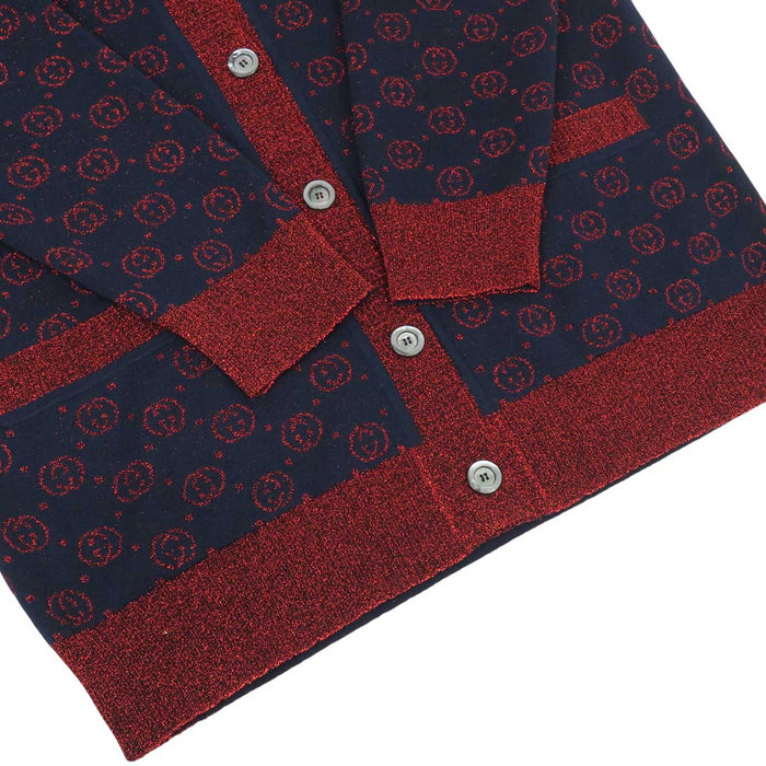 GUCCI 
ラメ ウール 
インターロッキングG ロング ニット カーディガン