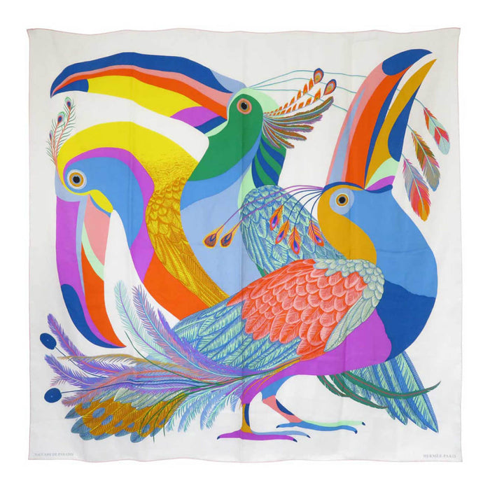 HERMES 
カレ140 シルク 鳥 
カレジェアン TOUCANS DE PARADIS 楽園のオオハシ