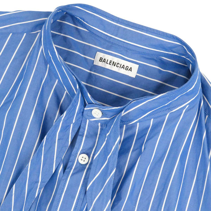BALENCIAGA 
バックロゴ ボウタイ コットン 
ストライプ ニュースウィング シャツ