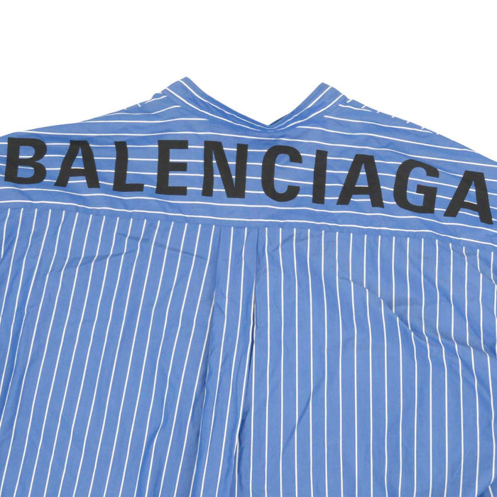 BALENCIAGA 
バックロゴ ボウタイ コットン 
ストライプ ニュースウィング シャツ