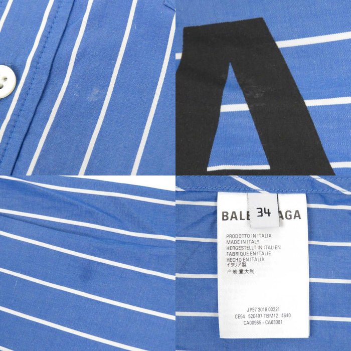 BALENCIAGA 
バックロゴ ボウタイ コットン 
ストライプ ニュースウィング シャツ