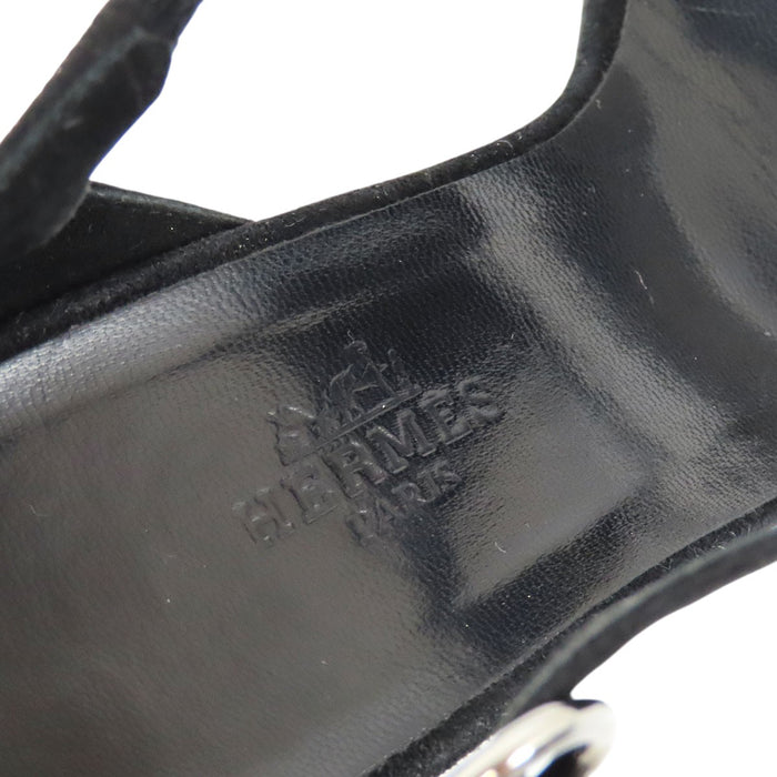 HERMES 
ストラップ オープントゥ 
トルサード スウェード ハイヒール サンダル