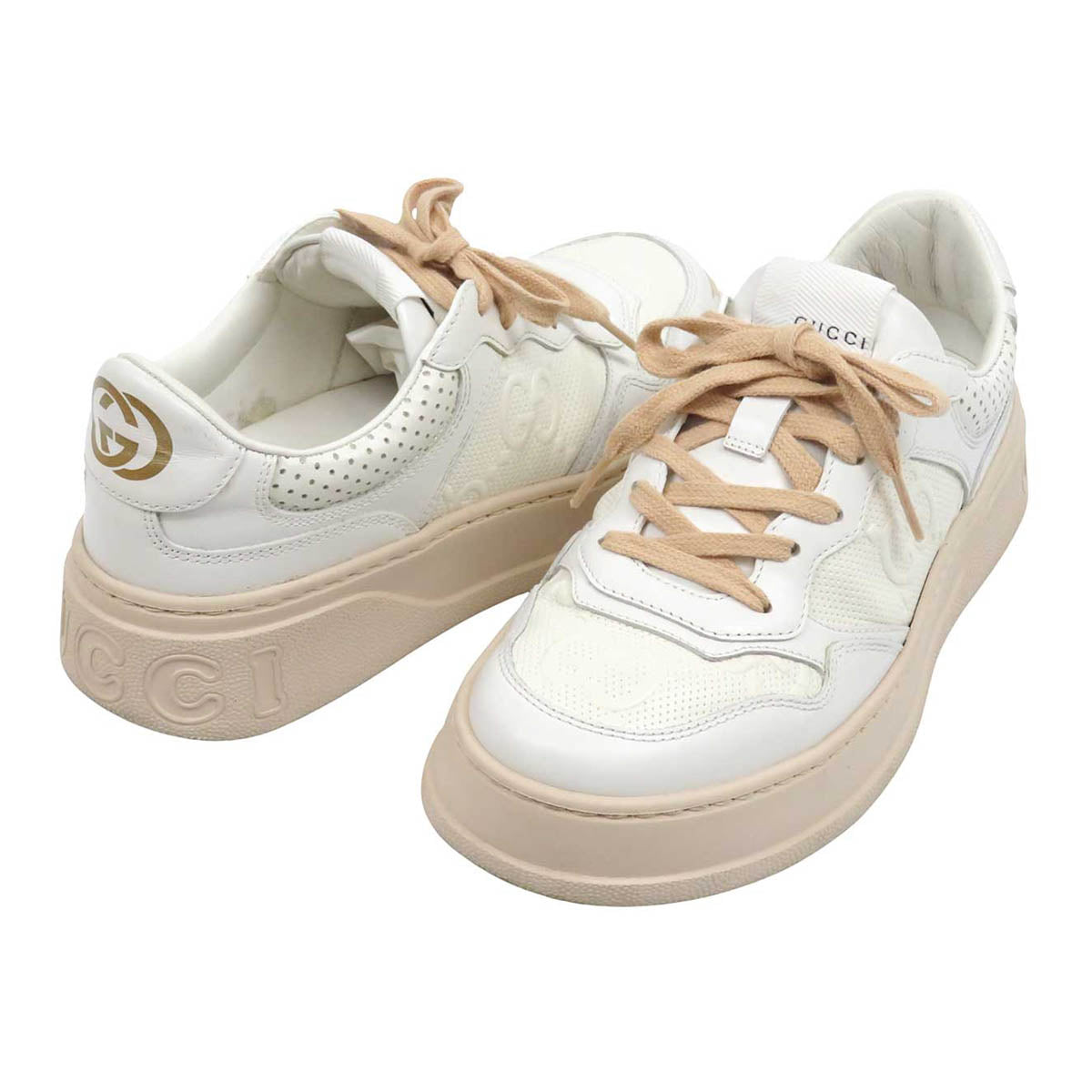 GUCCI ロゴ レザー GG エンボス ローカット スニーカー– TS Trading Co