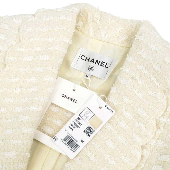 CHANEL 
COCO CC ココボタン ウール シルク 
ココマーク スカラップカラー ツイード ジャケット