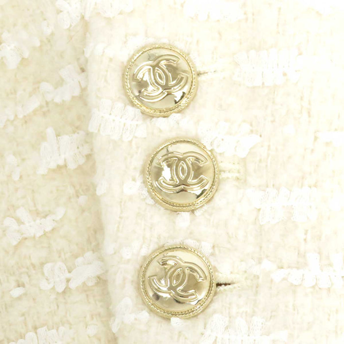 CHANEL 
COCO CC ココボタン ウール シルク 
ココマーク スカラップカラー ツイード ジャケット