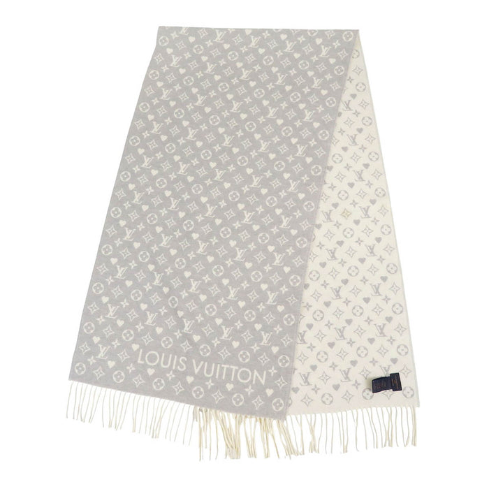 LOUIS VUITTON 
LV logo cuore motivo completo frange 
gioco su sciarpa in cashmere 
monogramma