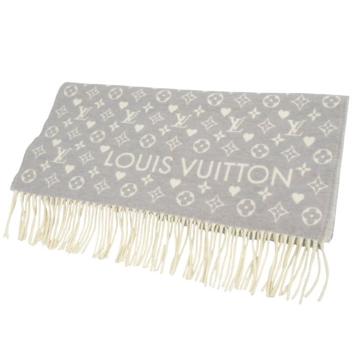 LOUIS VUITTON 
LV logo cuore motivo completo frange 
gioco su sciarpa in cashmere 
monogramma