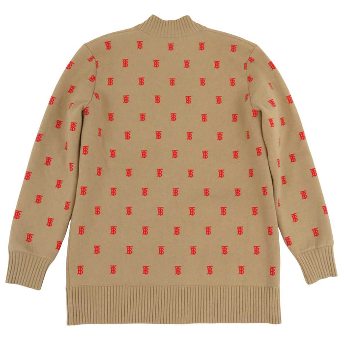 BURBERRY 
Vネック 
ロゴ 総柄 カーディガン