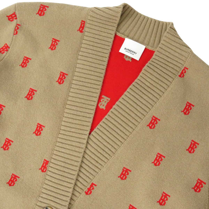 BURBERRY 
Vネック 
ロゴ 総柄 カーディガン