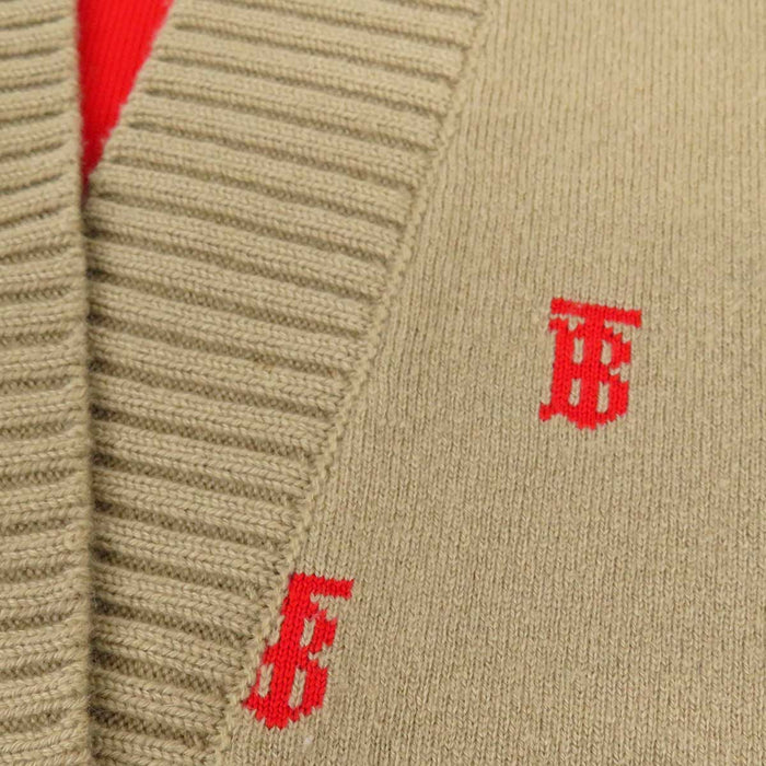 BURBERRY 
Vネック 
ロゴ 総柄 カーディガン