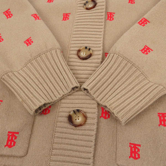 BURBERRY 
Vネック 
ロゴ 総柄 カーディガン