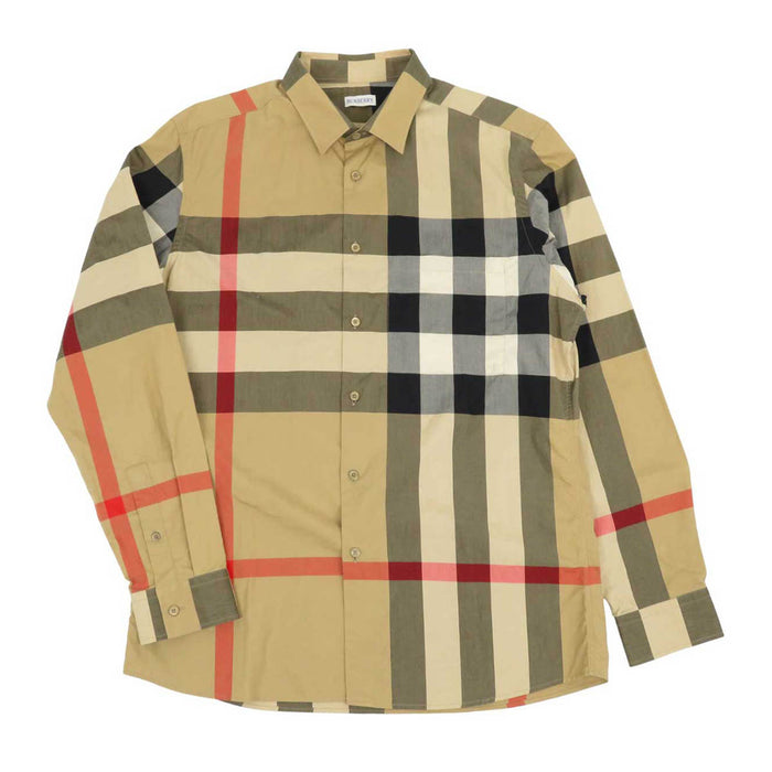 BURBERRY 
総柄 スリムフィット 
チェック柄 コットン ポプリン シャツ