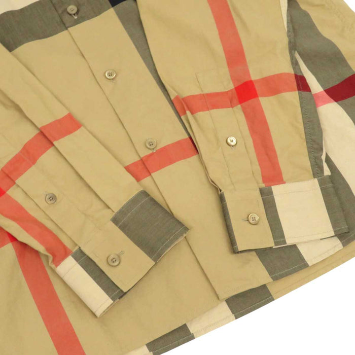 BURBERRY 
総柄 スリムフィット 
チェック柄 コットン ポプリン シャツ