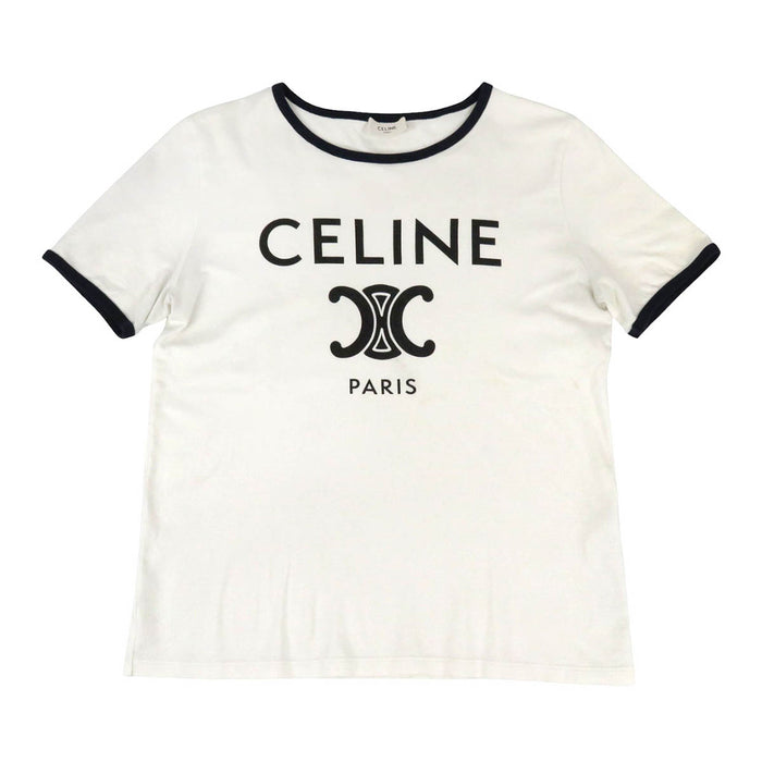CELINE 
ロゴ コットン 
トリオンフ プリント リンガー Tシャツ