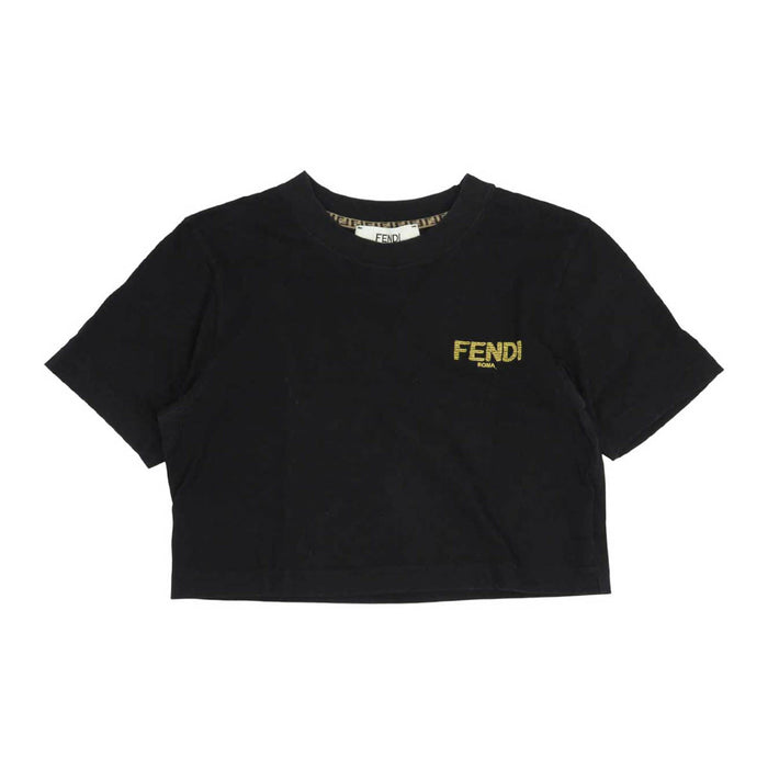 FENDI 
コットン 
ロゴ エンブロイダリー クロップド Tシャツ