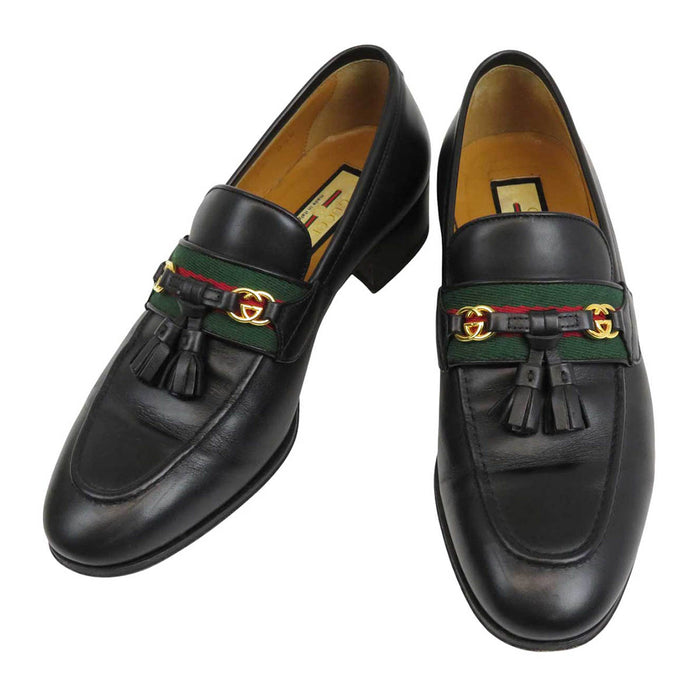 GUCCI 
GG タッセル レザー 
インターロッキングG ウェブ ローファー