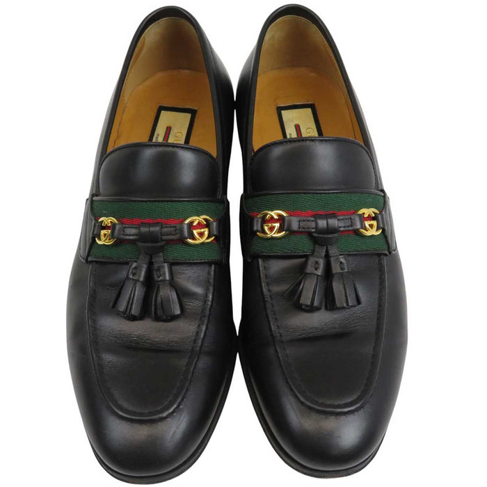 GUCCI 
GG タッセル レザー 
インターロッキングG ウェブ ローファー