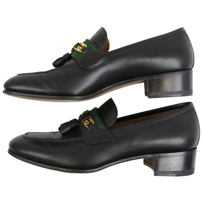 GUCCI 
GG タッセル レザー 
インターロッキングG ウェブ ローファー