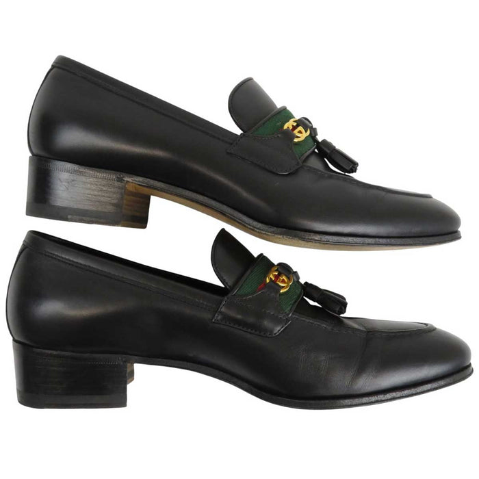 GUCCI 
GG タッセル レザー 
インターロッキングG ウェブ ローファー