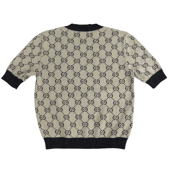 GUCCI 
Logo motivo totale 
GG lamé jacquard maglia cotone a maniche corte