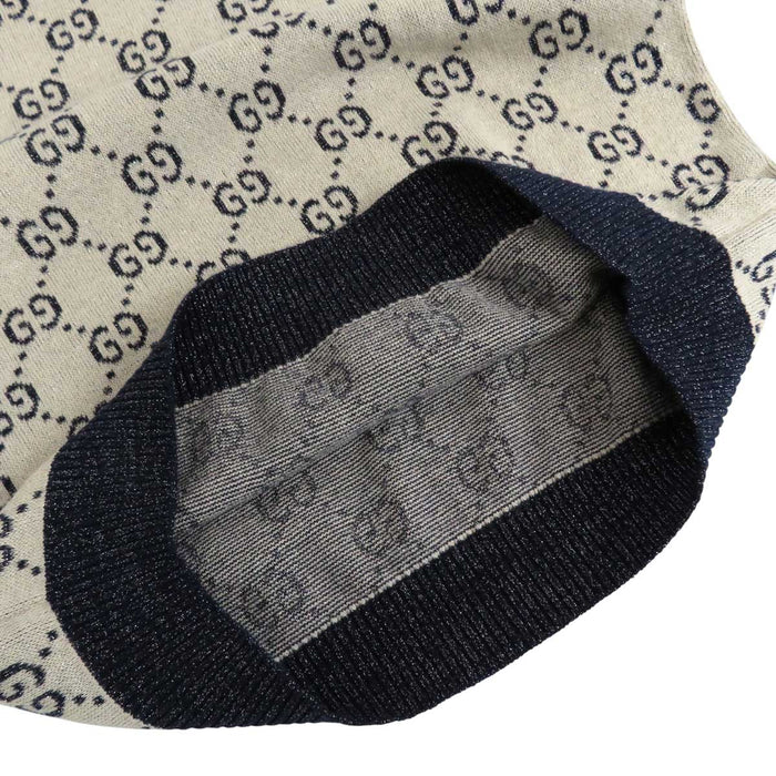 GUCCI 
Logo motivo totale 
GG lamé jacquard maglia cotone a maniche corte