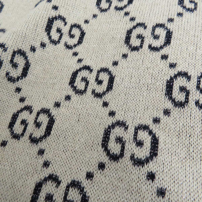 GUCCI 
Logo motivo totale 
GG lamé jacquard maglia cotone a maniche corte