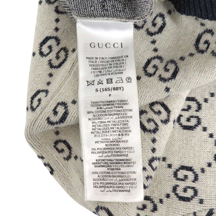 GUCCI 
ロゴ 総柄 
GG ラメ ジャカード ショートスリーブ コットン ニット