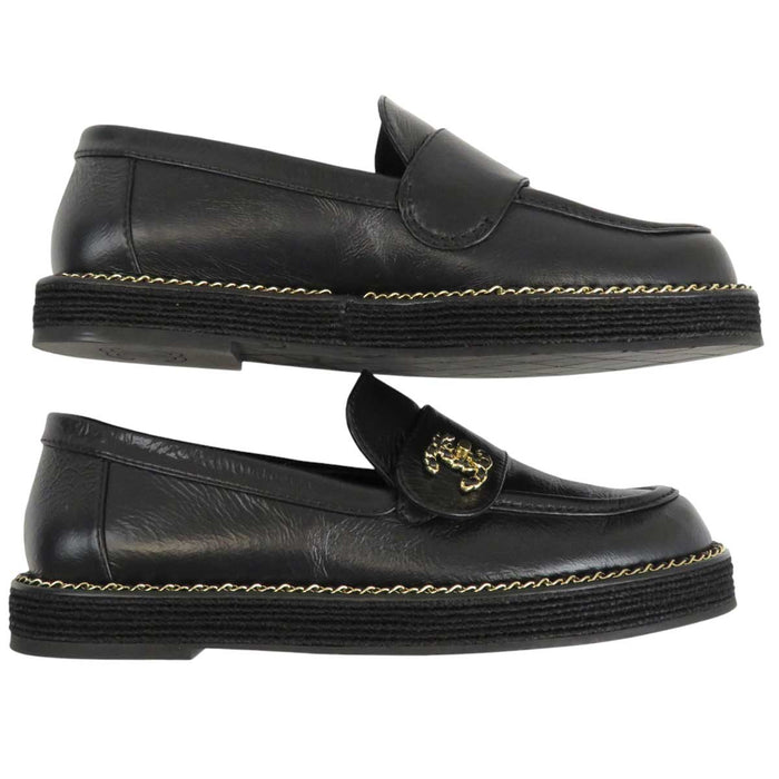 CHANEL 
COCO CC ロゴ チェーン レザー 
ココマーク ターンロック ローファー