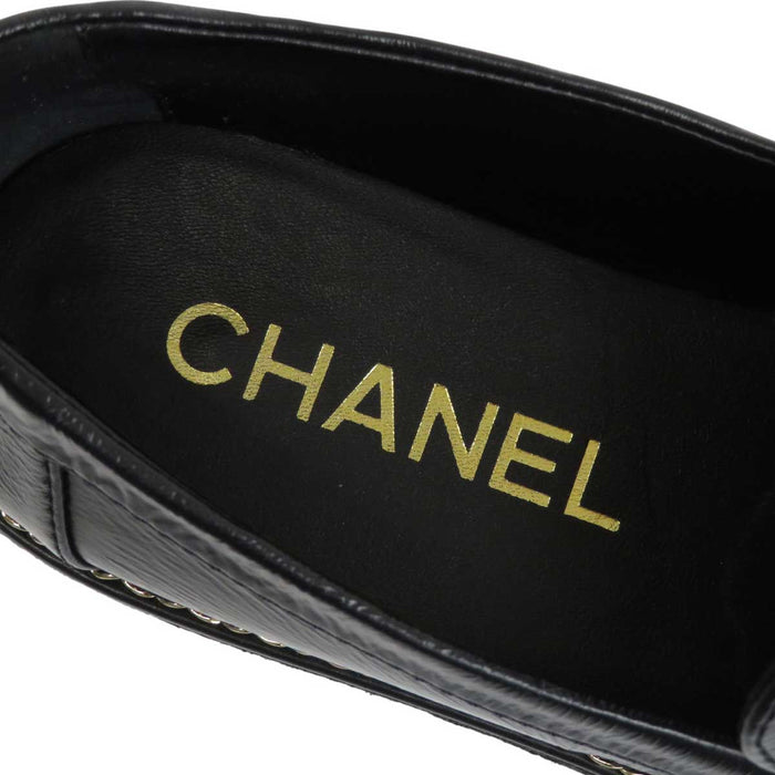 CHANEL 
COCO CC ロゴ チェーン レザー 
ココマーク ターンロック ローファー