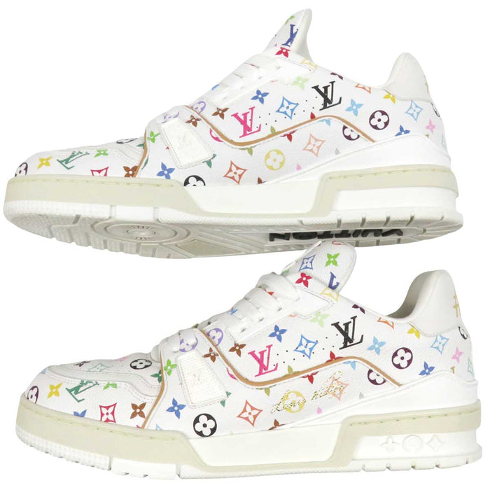 LOUIS VUITTON 
LV ロゴ 総柄 2024年製 レザー MURAKAMI 
TM コラボ トレイナー スニーカー 
モノグラム