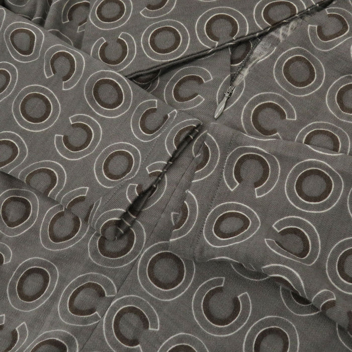 CHANEL 
COCO CC ハイネック ショールカラー 01A 
ロゴ 総柄 ウール ワンピース