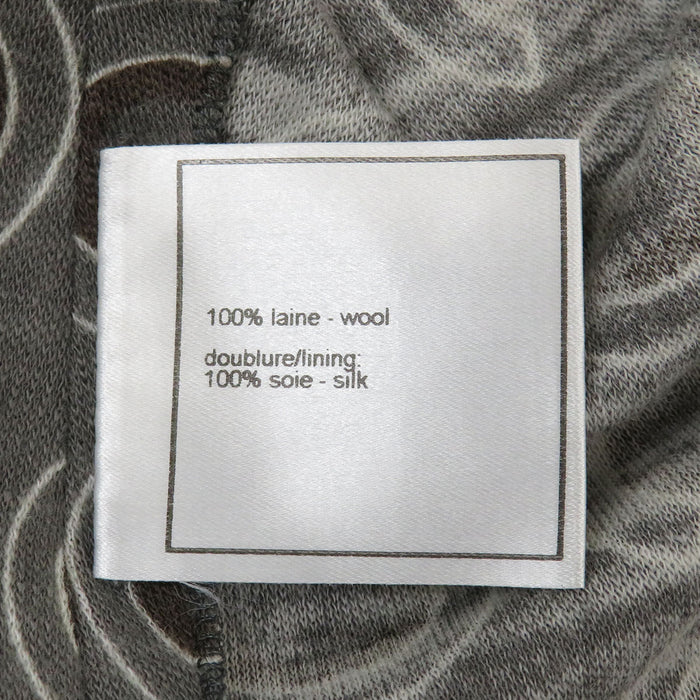 CHANEL 
COCO CC ハイネック ショールカラー 01A 
ロゴ 総柄 ウール ワンピース