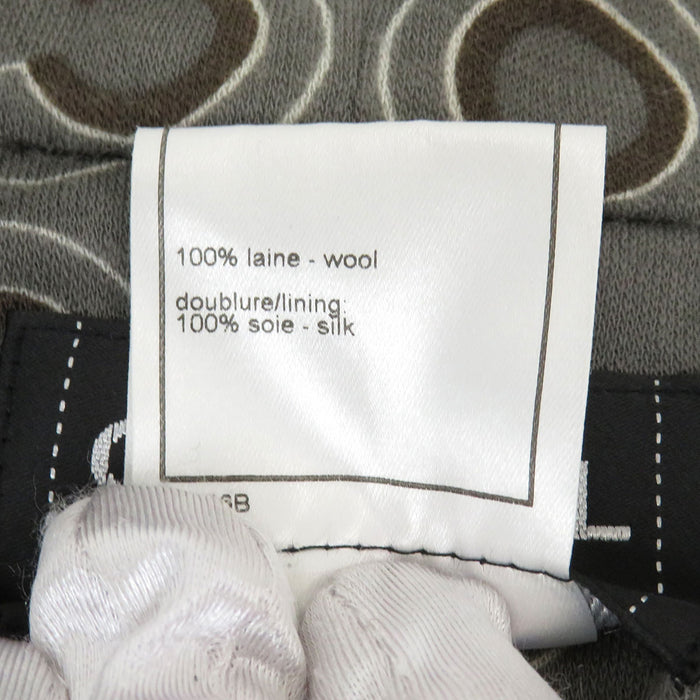 CHANEL 
COCO CC ハイネック ショールカラー 01A 
ロゴ 総柄 ウール ワンピース