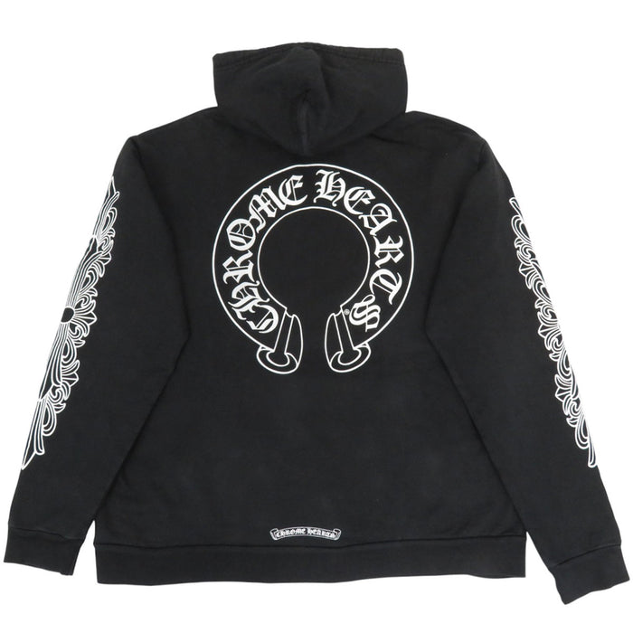 CHROME HEARTS 
Sweat à capuche en coton à croix florale sur la manche 
Imprimé fer à cheval