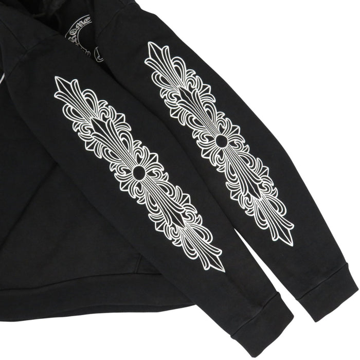 CHROME HEARTS 
Sweat à capuche en coton à croix florale sur la manche 
Imprimé fer à cheval